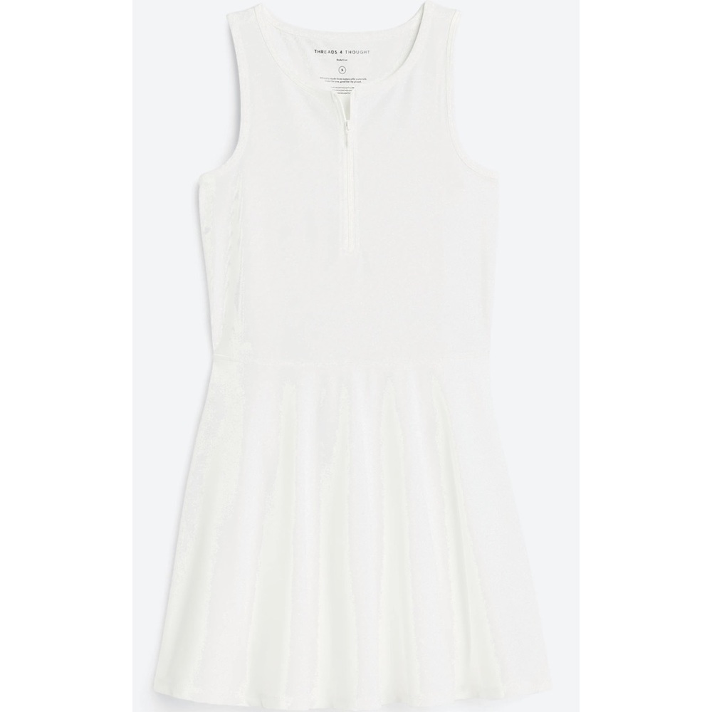 THREADS 4 THOUGHT, Bella Zip Front Active Romper Dress. Size XS, White.
